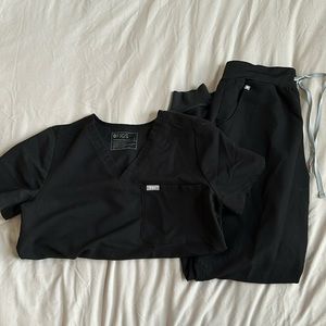 Black figs scrubs - medium top & medium tall jogger bottoms